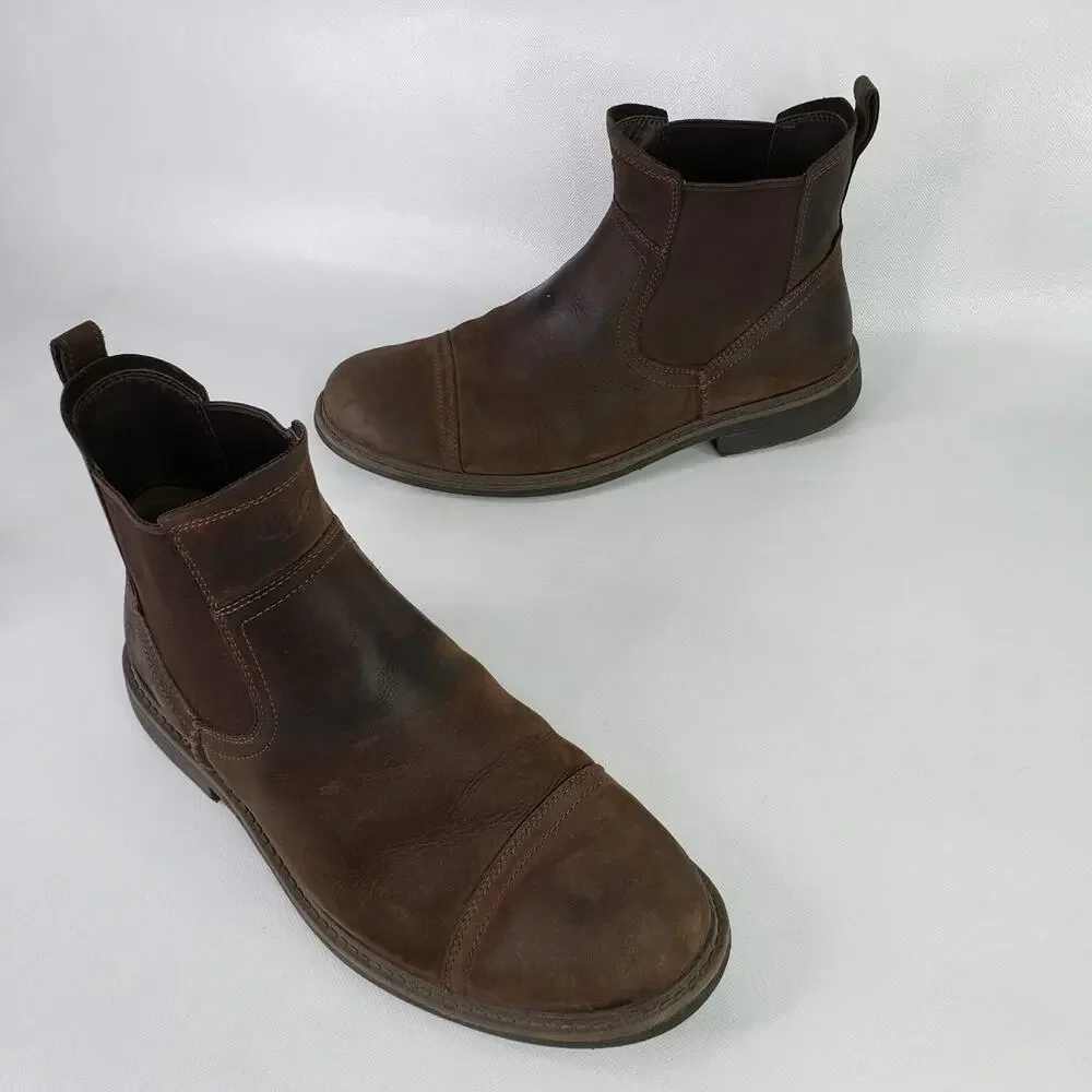 UGG Biltmore Chelsea Short Boots Brown Suede Mens Size 12 Shoes Rugged